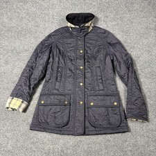 Barbour Quilted Jacket Womens 4 Blue Corduroy...