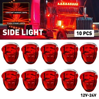 10Pcs Universal Red LED Watermelon Light Side Marker Light For Trucks 12V-24V