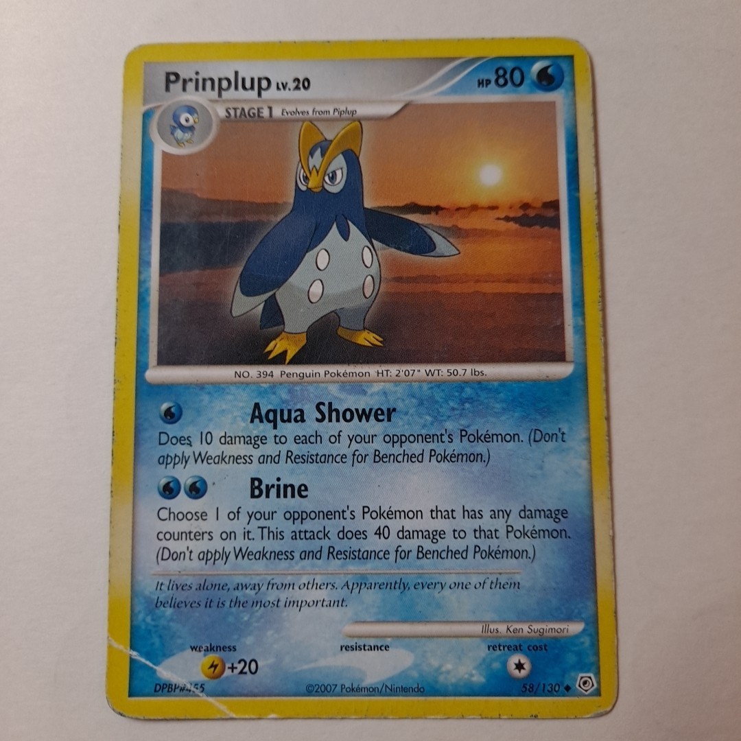 Prinplup Pokemon Card Level 20 Hp 80 58/130 Regular 2007