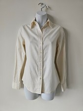 BANANA REPUBLIC Ivory White Cotton Sheen Button Shirt XS