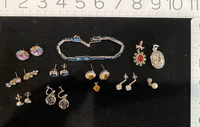 Preowned Vintage Sterling Silver 925 Jewelry Lot With Signed Earrings & Bracelet