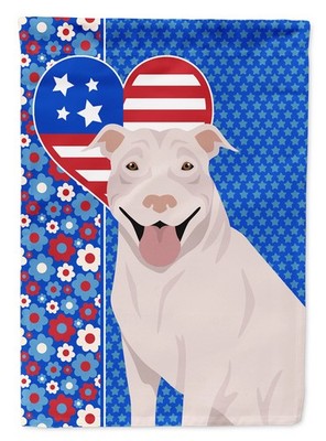 Caroline's Treasures White Pit Bull Terrier USA American House Flag WDK5129CHF