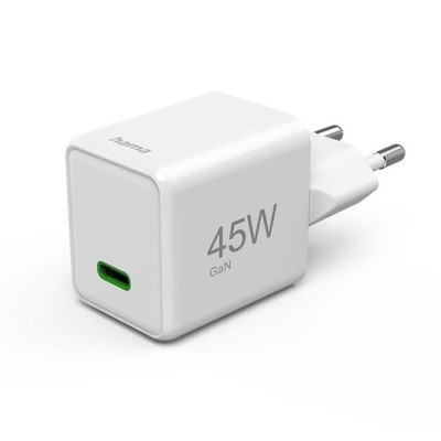 HAMA Schnellladegerät, GaN, USB-C, Super-Mini-Charger, PD, 45 W, #1907176