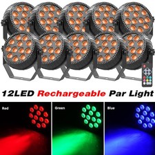 10PC Rechargeable Par Lights 72W RGB Battery Wireless 12LED DJ Uplights w/Remote