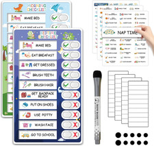 Upgraded 2 in 1 Bedtime/Morning Routine Chart - Magnetic Chore Chart for Toddler