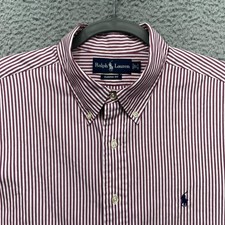 Ralph Lauren Shirt Mens XL Red Stripe Long Sleeve Button Down Cotton Classic Fit