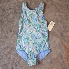 Splendid Girls' Blue Graffiti High Neck One Piece Swimsuit L109106 Size 10