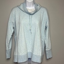 T by Talbots Light Blue Athleisure Cozy Relax Cowl Neck Sweatshirt Womens Sz L