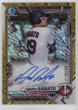 2021 Bowman Chrome Prospects Gold Shimmer Refractor 33/50 Aaron Sabato Auto 0wq