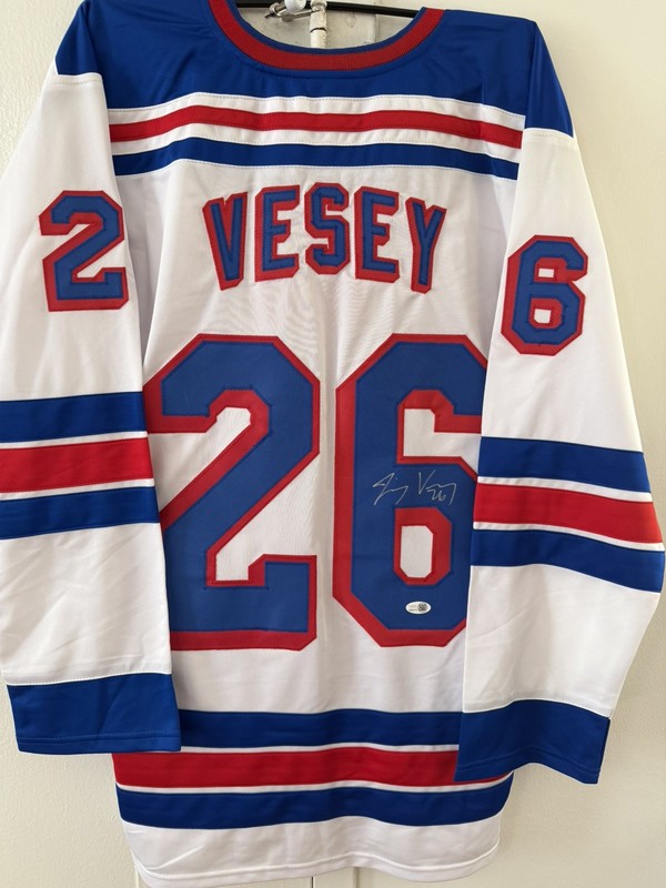 JIMMY VESEY AUTOGRAPHED NEW YORK  RANGERS AWAY JERSEY - JSA COA XL