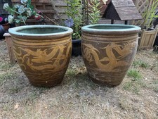 Pair of Magnificent, 19th Century, Chinese, Glazed, Dragon Tree-Pots Jardiniere