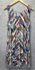 Habitat White Multicolored Celebration Dress Midi Dress Sleeveless Boho Artsy M