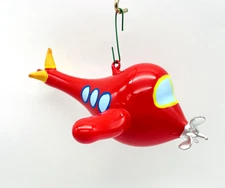 Soffieria De Carlini Red Airplane Ornament Blown & Hand-Painted Glass