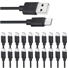 Reversible 3.3ft USB C Charger Cable - 20-Pack for Home and Travel Needs