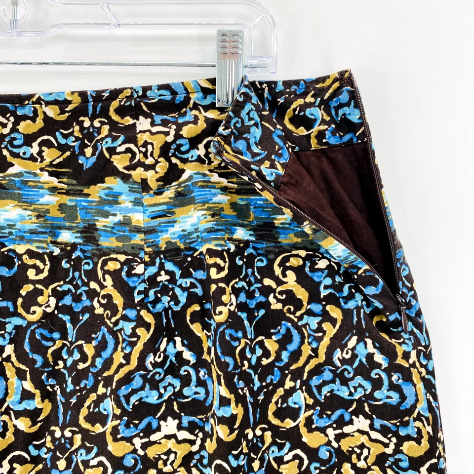 Falda para mujer Style & Co talla 16W marrón azul estampado floral ajuste y acampanada Foto 3 de 4