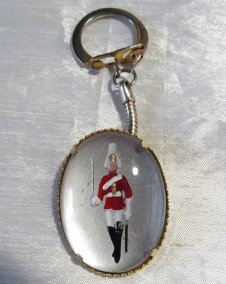 Queen s Guard Reverse Painted Glass Royal House England Britain Keychain