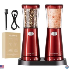 Rechargeable Electric Salt & Pepper Grinder Set, Adjustable Coarseness, 4.5oz