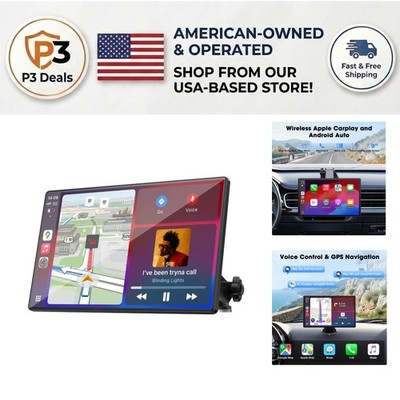 Portable 9-Inch Car Screen with Bluetooth, Voice Control & Navigation Features