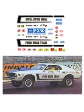 Ford Mustang Drag Team DECAL 1969 1/64 scale AFX Tyco Lifelike Autoworld