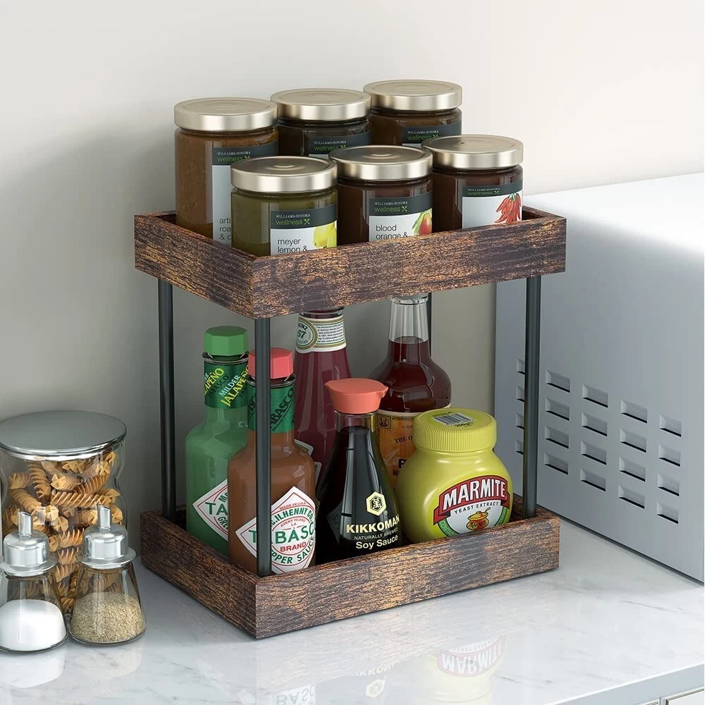 2 Tier Spice Rack for Kitchen Counter top, Multi-purpose shelf