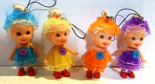Lot of 4 Plastic Dolls For Phone, Purse, Backpack Charm Strap - NWOT  25 