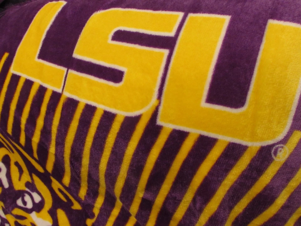 LSU Geaux Tigers Manta Sherpa Nube Gran Tamaño Reversible Louisiana Foto 4 de 4