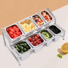 Expandable Spice Rack,Inclined Seasoning Holder with 4 x 1/9 Pans 4 x 1/6 Pans