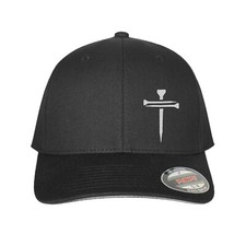 Men's Christian Faith Cross Nails Embroidered Logo Flexfit Hat Adult Dad's Cap