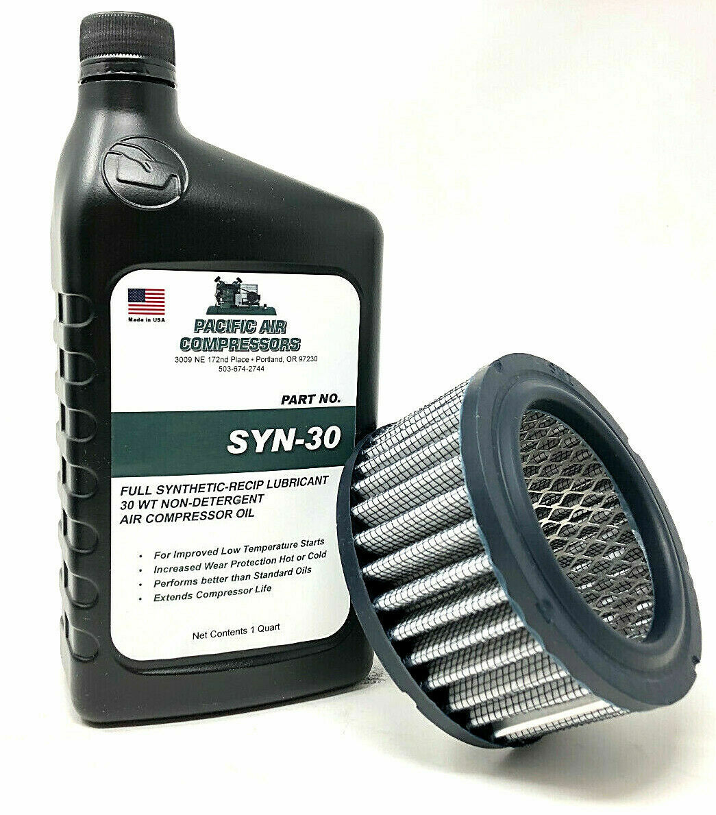 RolAir OILSYN34 Air Compressor Maintenance Kit Partial Synthetic Oil Air Filter 