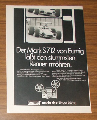 Rare Advertising Vintage EUMIG MARK S 712 Super 8 Sound Film Projector #2 1969