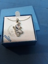 Disney's Frozen Olaf Pendant Necklace Chain Fine Silver Plated 69.99