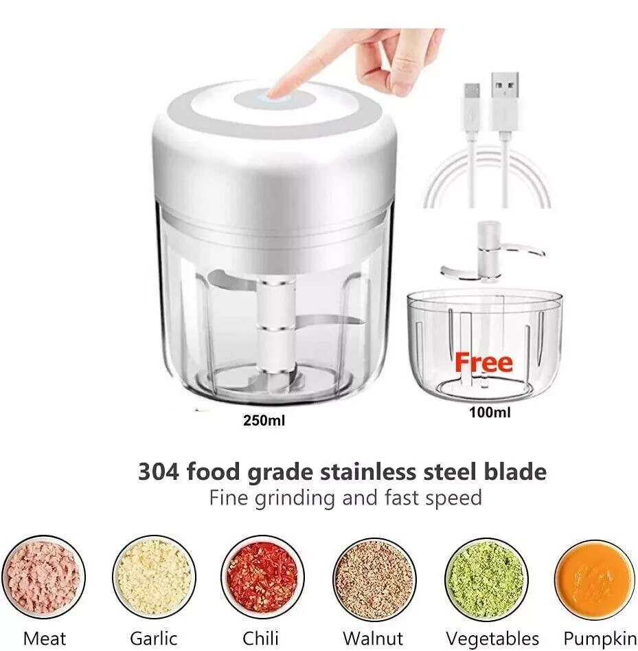 Electric Garlic Chopper, Mini Portable Veggie Chopper, 250ML Garlic Grinder Mash