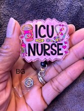 ICU, Intensive care Nurse, ER NURSE, NURSE, Retractable Reel ID Badge Holder