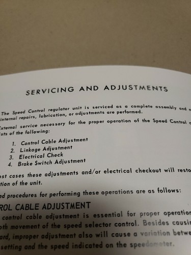 1964 LINCOLN CONTINENTAL SPEED / CRUISE CONTROL SERVICE PROCEDURE BOOKLET - Picture 8 of 12