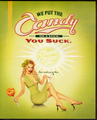  Vintage print ad advertisement Candy lollipop Sexy Pin Up Chupa Chups You Suck
