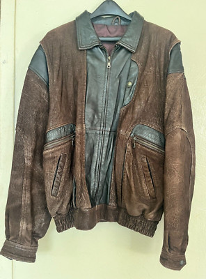 Vintage 90's Echtes Lamm lambskin leather 2-tone bomber jacket outdoors S