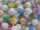 Vintage Plastic Rose Bead Necklace Multi Color Extra Long 46" Gold Tone Bead  — photo 4