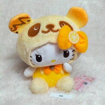 Sanrio C031 Panda Hello Kitty Yellow Orange Lemon TAG Plush 10'' Toy Doll Japan