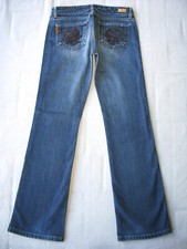 Paige Benedict Canyon Low Bootcut Jeans Women Sz 27 Blue Distressed Stretch L30