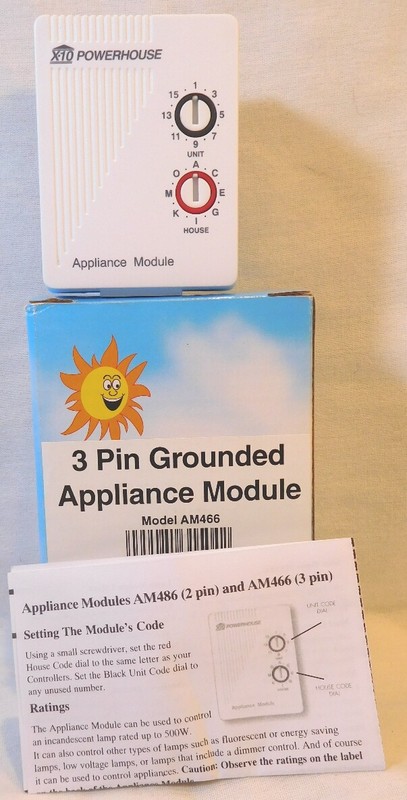 New In Box X-10 3-Pin Grounded Appliance Module  Model AM466