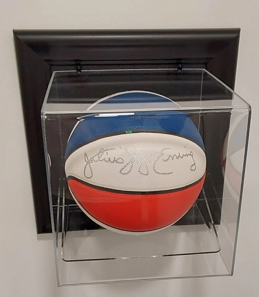 Julius Erving Autographed ABA Basketball with Wall Mounted Display Case - Image 2 of 4