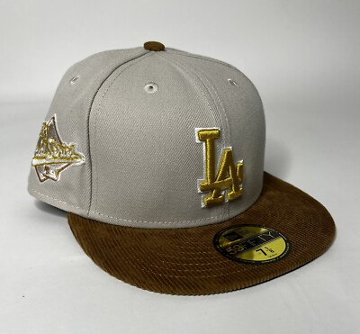 New Era LA Dodgers Cream Brown Corduroy 59FIFTY Fitted Hat Mens Sz 1/8  NEW