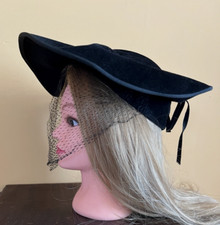 Vintage Sheila The Perfect Hat Chicago 1940's Black with Netting