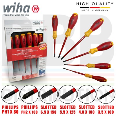 Wiha 35389 Slotted Phillips Screwdriver Set 6pcs SlimFix 1000v VDE Electrician