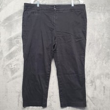 Tommy Hilfiger Stretch Sateen Pants Women's 16 Black Cotton Casual Comfort Pocke