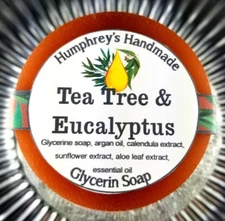 TEA TREE & EUCALYPTUS Soap Unisex Men's Shave Shampoo Beard Wash Round Acne Bar 