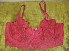 Vintage Valmont Red Lace Bra 34C Made In The USA