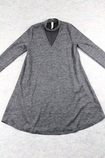 My Story Dress Size Small S Gray Sweater Neck Cut-Out Choker Sheath Long Sleeve
