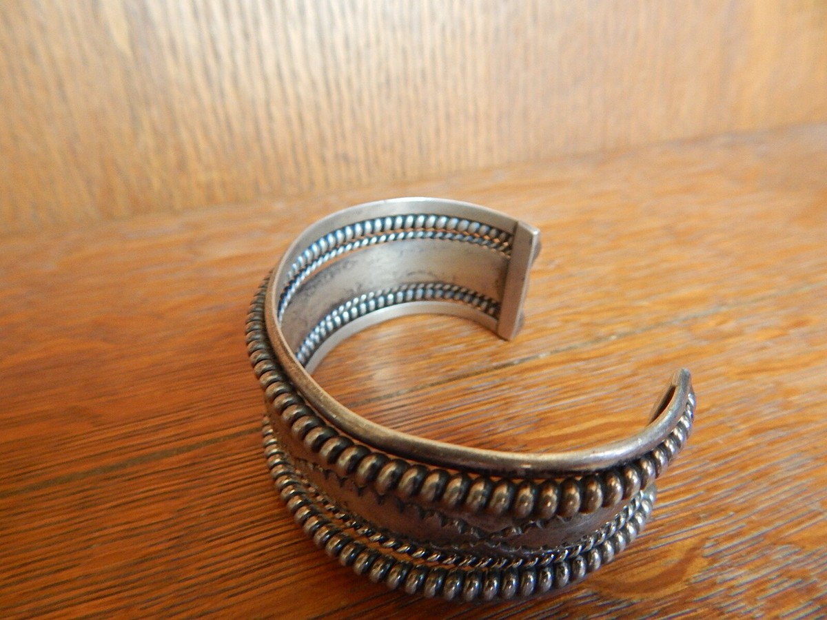 Vintage Tahe Navajo Sterling Silver 7 Row Bangle Cuff Bracelet | eBay
