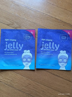CLEAN & CLEAR Night Relaxing Jelly Eye Sheet Mask Seaweed Extract 2 Masks Sealed